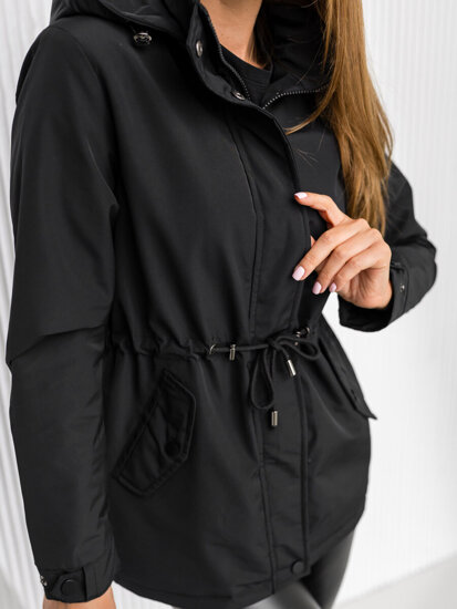 Women's Lightweight Parka Jacket with Hood Black Bolf 7018