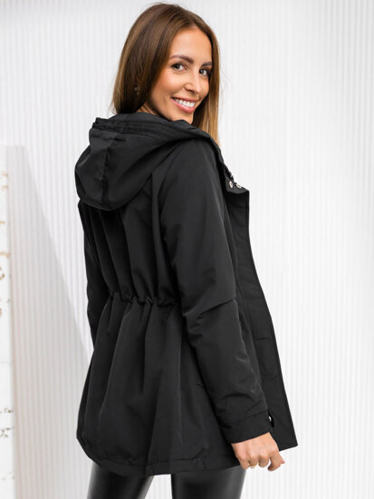 Women's Lightweight Parka Jacket with Hood Black Bolf 7038