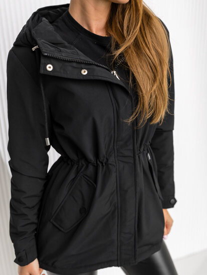 Women's Lightweight Parka Jacket with Hood Black Bolf 7038