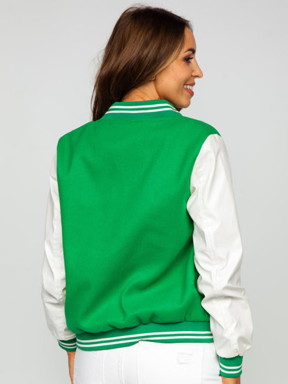 Women's Lightweight Quilted Baseball Bomber Jacket Green Bolf 16M9069