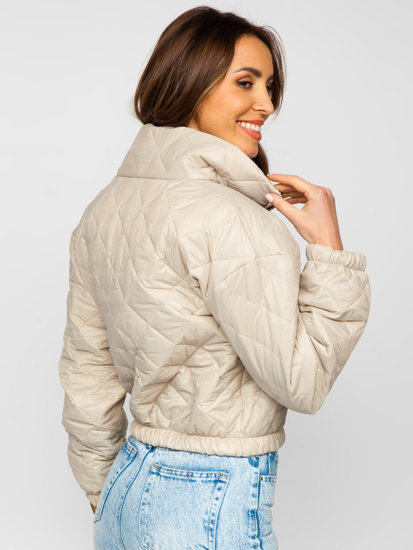 Women's Lightweight Quilted Bomber Jacket Beige Bolf 82622