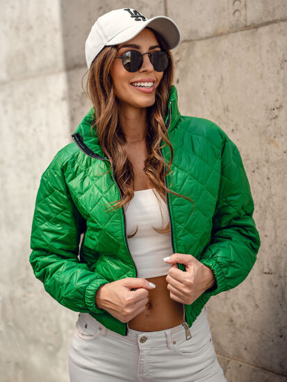 Women's Lightweight Quilted Bomber Jacket Green Bolf 82622