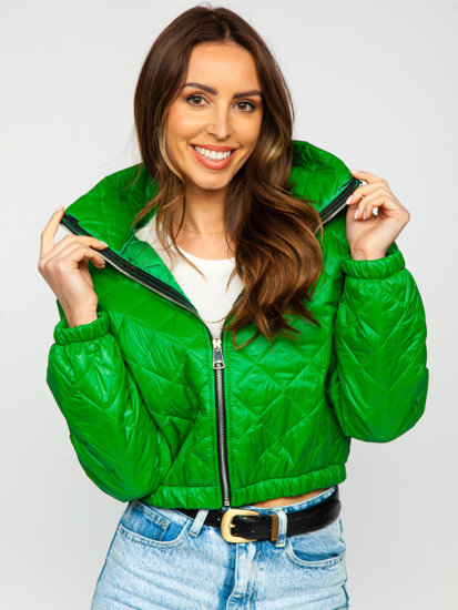 Women s Lightweight Quilted Bomber Jacket Green Bolf 82622