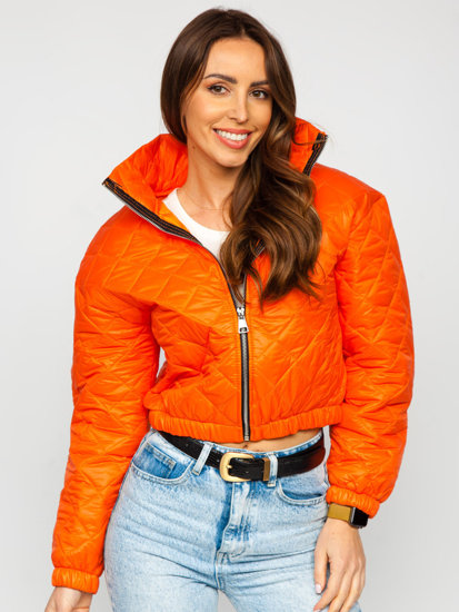 Women's Lightweight Quilted Bomber Jacket Orange Bolf 82622