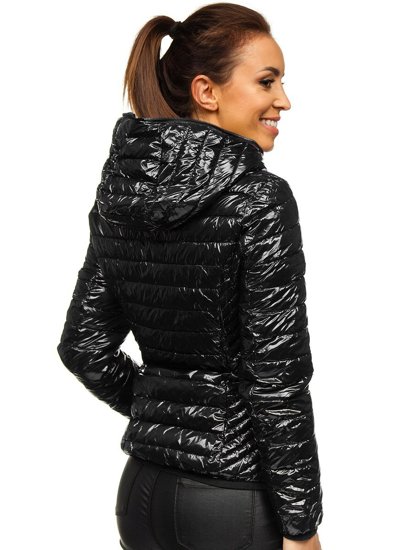 Women's Lightweight Quilted Hooded Jacket Black Bolf R9546