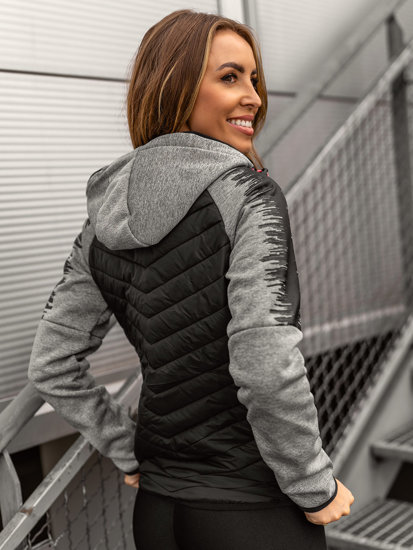 Women's Lightweight Quilted Jacket with Hood Grey Bolf KSW4007A