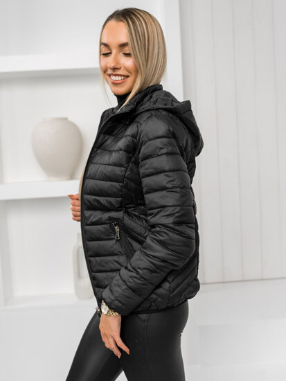 Women's Lightweight Quilted Jacket with hood Black Bolf B0124A