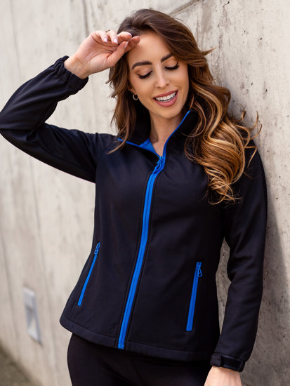 Women's Lightweight Softshell Jacket Black-Blue Bolf HH018