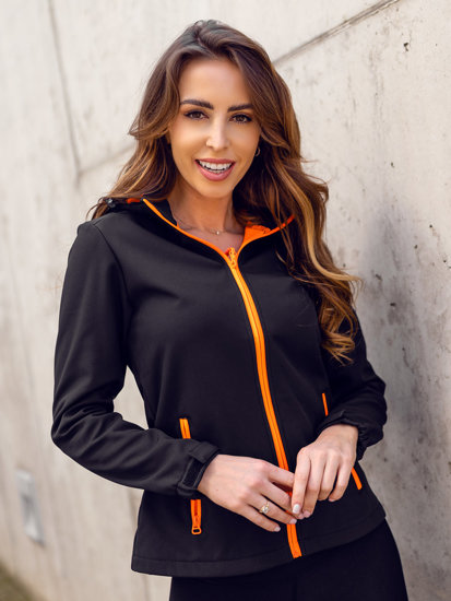 Women's Lightweight Softshell Jacket Black-Orange Bolf HH018