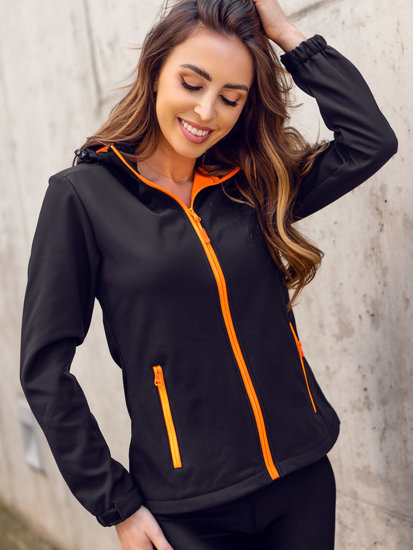 Women's Lightweight Softshell Jacket Black-Orange Bolf HH018