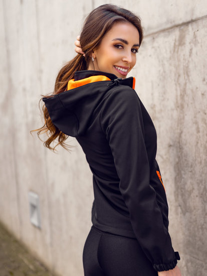 Women's Lightweight Softshell Jacket Black-Orange Bolf HH018