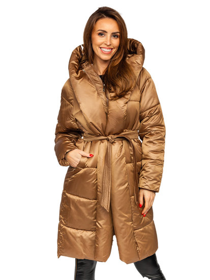 Women's Long Winter Hooded Jacket Camel Bolf MY0363A