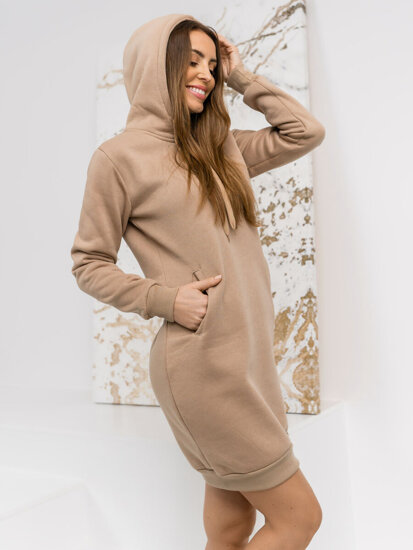 Women's Longline Hoodie Beige Bolf YS10005-A