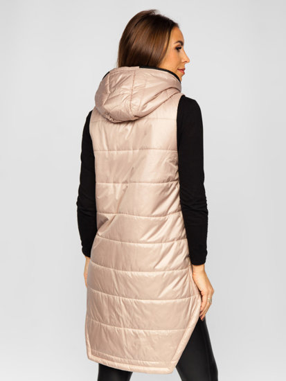 Women's Longline Quilted Gilet Beige Bolf B0122