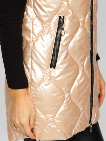 Women's Longline Quilted Gilet Beige Bolf B8103