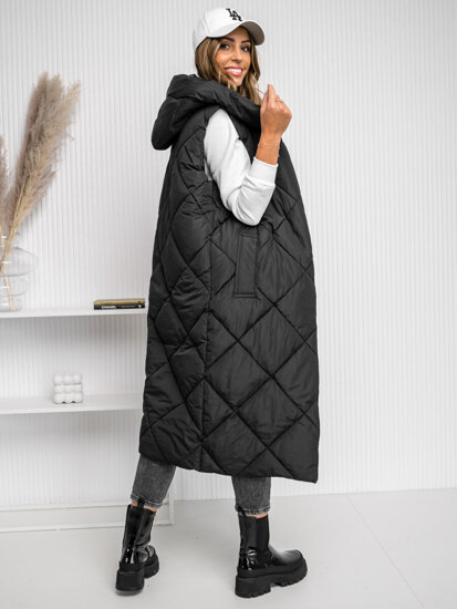 Women's Longline Quilted Gilet Black Bolf 5M3165