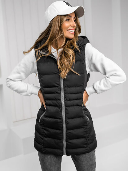 Women's Longline Quilted Gilet Black Bolf 7040C