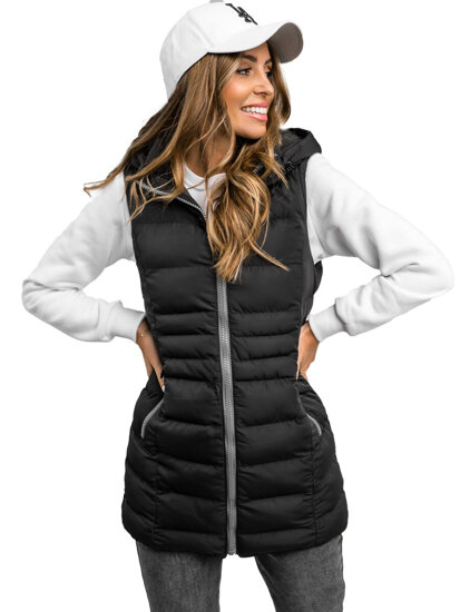 Women's Longline Quilted Gilet Black Bolf 7040C