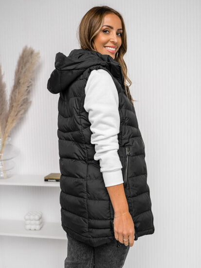 Women's Longline Quilted Gilet Black Bolf 7044