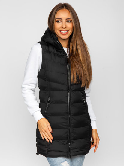 Women's Longline Quilted Gilet Black Bolf 7044