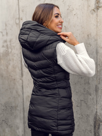 Women's Longline Quilted Gilet Black Bolf 7044A