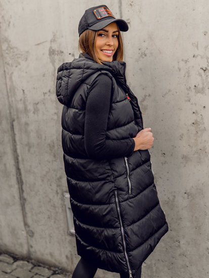 Women's Longline Quilted Gilet Black Bolf 81261A