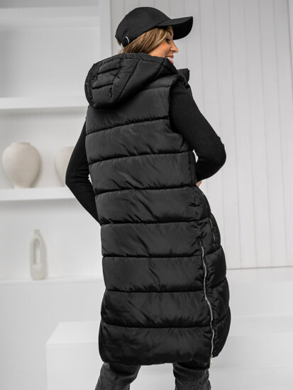 Women's Longline Quilted Gilet Black Bolf 81261C