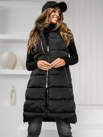 Women's Longline Quilted Gilet Black Bolf 81261C