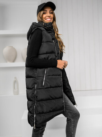 Women's Longline Quilted Gilet Black Bolf 81261C