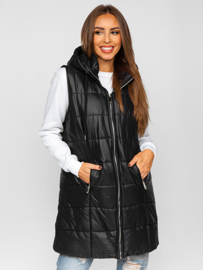 Women's Longline Quilted Gilet Black Bolf 82019