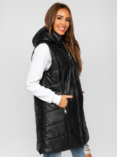 Women's Longline Quilted Gilet Black Bolf 82019