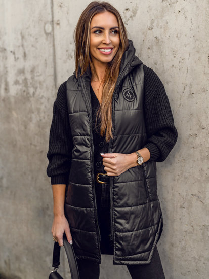 Women's Longline Quilted Gilet Black Bolf B0122A