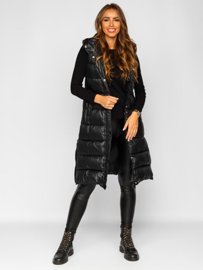 Women's Longline Quilted Gilet Black Bolf B8021