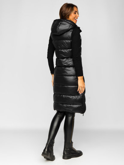 Women's Longline Quilted Gilet Black Bolf B8021