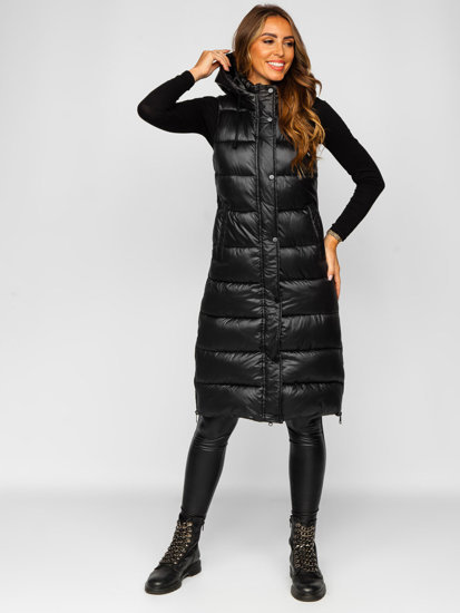 Women's Longline Quilted Gilet Black Bolf B8021