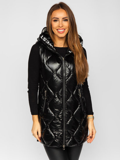 Women's Longline Quilted Gilet Black Bolf B8103