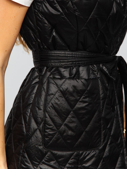 Women's Longline Quilted Gilet Black Bolf JIN221