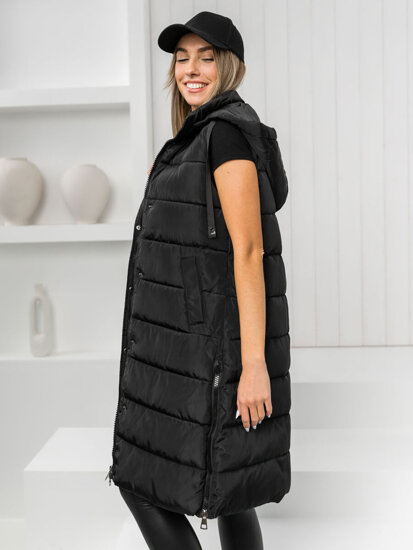 Women's Longline Quilted Gilet Black Bolf MY6315