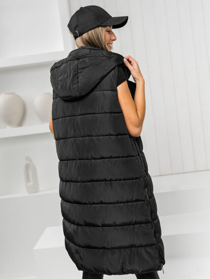 Women's Longline Quilted Gilet Black Bolf MY6315