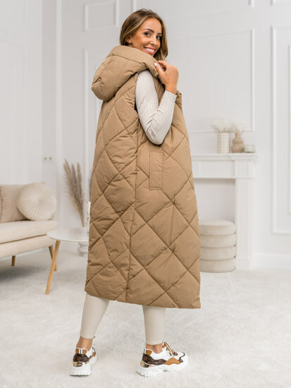 Women's Longline Quilted Gilet Camel Bolf 5M3165