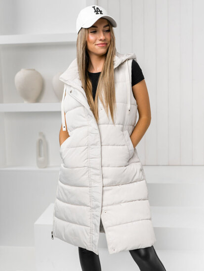 Women's Longline Quilted Gilet Ecru Bolf MY6315