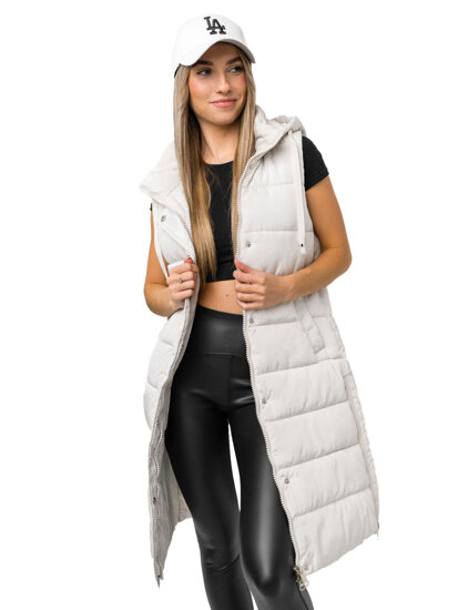 Women's Longline Quilted Gilet Ecru Bolf MY6315