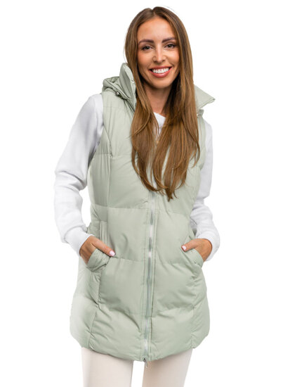 Women's Longline Quilted Gilet Green Bolf 5M721