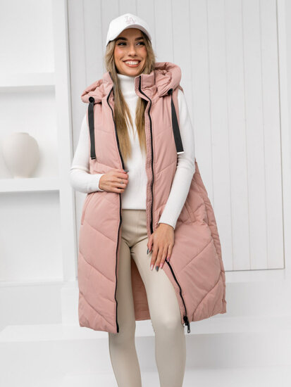 Women's Longline Quilted Gilet Pink Bolf 5M3152