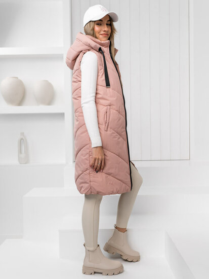 Women's Longline Quilted Gilet Pink Bolf 5M3152