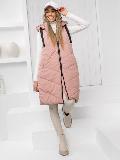 Women's Longline Quilted Gilet Pink Bolf 5M3152