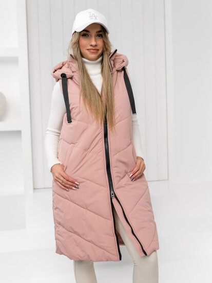 Women's Longline Quilted Gilet Pink Bolf 5M3152