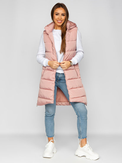 Women's Longline Quilted Gilet Pink Bolf 81261