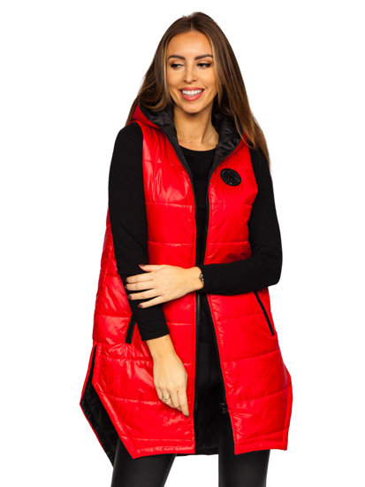 Women's Longline Quilted Gilet Red Bolf B0122