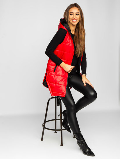 Women's Longline Quilted Gilet Red Bolf B0122